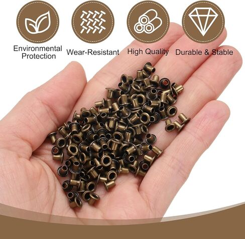 HARFINGTON 200Pcs Grommets Eyelets 2mm 1/9 Inch Brass Eyelets Kit for Fabric Curtain Tarps Leather Belt Shoes Bag DIY, Brown in Saudi Arabia