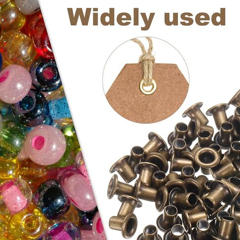 HARFINGTON 200Pcs Grommets Eyelets 2mm 1/9 Inch Brass Eyelets Kit for Fabric Curtain Tarps Leather Belt Shoes Bag DIY, Brown in Kuwait
