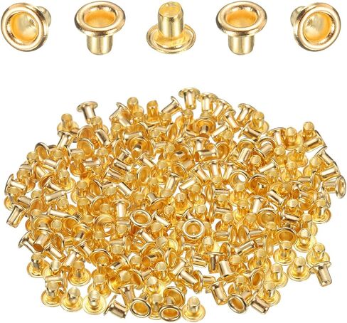 HARFINGTON 200Pcs Grommets Eyelets 2mm 1/9 Inch Brass Eyelets Kit for Fabric Curtain Tarps Leather Belt Shoes Bag DIY, Brown in Kuwait