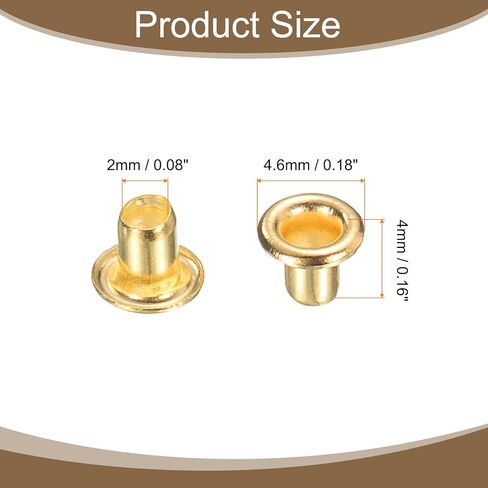HARFINGTON 200Pcs Grommets Eyelets 2mm 1/9 Inch Brass Eyelets Kit for Fabric Curtain Tarps Leather Belt Shoes Bag DIY, Brown in Kuwait