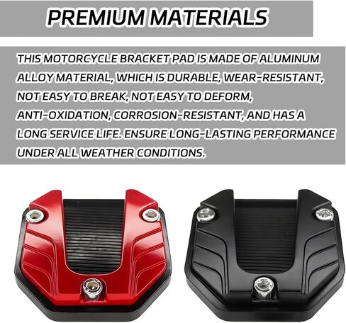 Motorcycle Kickstand Pad, Aluminium Alloy Kickstand Side Stand Extension Plate, Universal Motorcycle Support Accessory for Soft Ground, Grass, Gravel, Sand and Hot Pavement (Black) in Saudi Arabia