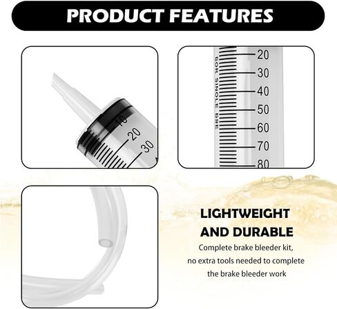 5PCS Motorcycle Brake Bleeder Kit,Disc Brake Fluid Bleeder Kit Includes Hose,100ml Syringe,Clamp,Screws,Profesional Reverse Brakes Bleeders Kits for Motorcycle,Quads,Scooters in Saudi Arabia