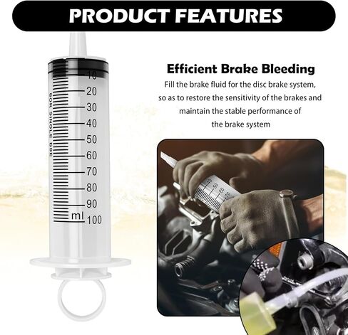 5PCS Motorcycle Brake Bleeder Kit,Disc Brake Fluid Bleeder Kit Includes Hose,100ml Syringe,Clamp,Screws,Profesional Reverse Brakes Bleeders Kits for Motorcycle,Quads,Scooters in Saudi Arabia