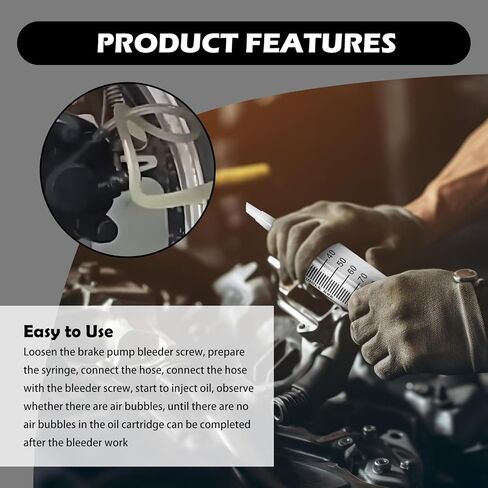 5PCS Motorcycle Brake Bleeder Kit,Disc Brake Fluid Bleeder Kit Includes Hose,100ml Syringe,Clamp,Screws,Profesional Reverse Brakes Bleeders Kits for Motorcycle,Quads,Scooters in Saudi Arabia