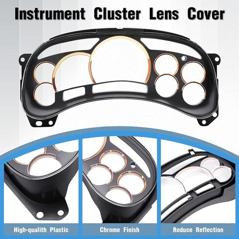 HECASA Instrument Cluster Lens Upgrade Kit Compatible with 2003-2007 Chevrolet Silverado GMC Sierra Yukon Avalanche Tahoe Suburban 1500 2500 HD 3500 Classic Gauge Meter Cluster Bezel Panel in Saudi Arabia