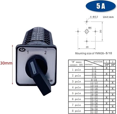 2-أرقام ON-ON 8-Pole 5A 690V دليل التحول محدد LW26 LW28 LW39B YMW26-5/8 تغيير كام الروتاري العالمي التبديل in Saudi Arabia