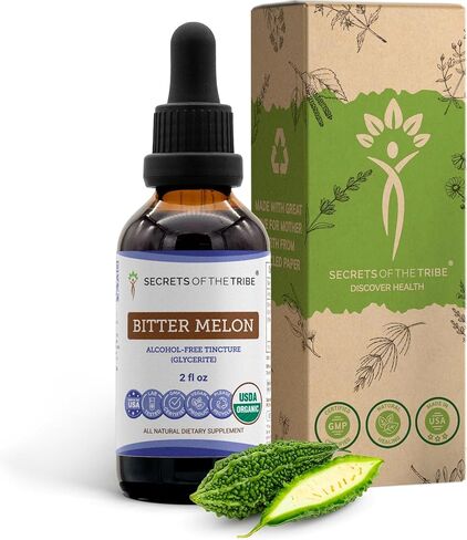 Secrets of the Tribe Bitter Melon USDA Organic | Alcohol-Free Extract, High-Potency Herbal Drops | Made from 100% Certified Organic Bitter Melon (Momordica Charantia) Dried Fruit 2 OZ in Saudi Arabia