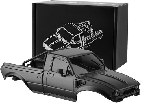 Hard Pickup Truck Body Shell with Bed Rack, Compatible with 1/24 Scale RC Crawler Axial SCX24 C10 Bronco Wrangler 4Runner Upgrade Parts (Black) in Saudi Arabia