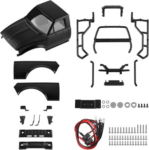 Hard Pickup Truck Body Shell with Bed Rack, Compatible with 1/24 Scale RC Crawler Axial SCX24 C10 Bronco Wrangler 4Runner Upgrade Parts (Black) in Saudi Arabia