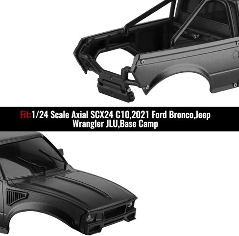 Hard Pickup Truck Body Shell with Bed Rack, Compatible with 1/24 Scale RC Crawler Axial SCX24 C10 Bronco Wrangler 4Runner Upgrade Parts (Black) in Saudi Arabia