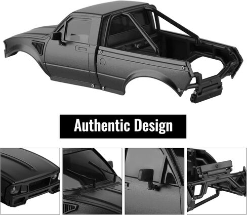 Hard Pickup Truck Body Shell with Bed Rack, Compatible with 1/24 Scale RC Crawler Axial SCX24 C10 Bronco Wrangler 4Runner Upgrade Parts (Black) in Saudi Arabia