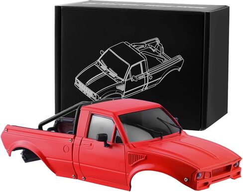 Hard Pickup Truck Body Shell with Bed Rack, Compatible with 1/24 Scale RC Crawler Axial SCX24 C10 Bronco Wrangler 4Runner Upgrade Parts (Black) in Saudi Arabia