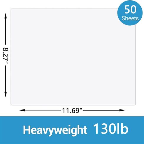 Heavyweight 130 lb White Cardstock Thick Paper - 50 Sheets - A4-350gsm - Heavy Cover Cardstock for Business Card, Card Making, Invitations, Arts and Crafts in Saudi Arabia