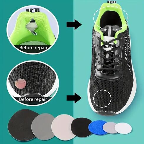 6-Pack Self-Adhesive Athletic Shoe Repair Patches, Mesh Fabric Patch Kit for Sneaker Face & Lining Repair, Anti-Scratch Fix for Tear & Wear, Black in Saudi Arabia