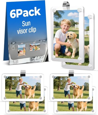 4Pack Car Picture Holder, Car Visor Photo Clip Holder, Magnetic 2.4"x3.5" Suncar Visor Picture Clip, Horizontal & Vertical Photo Display, Personalized Car Accessory for Family & Personal Photos in Saudi Arabia