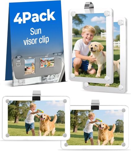 4Pack Car Picture Holder, Car Visor Photo Clip Holder, Magnetic 2.4"x3.5" Suncar Visor Picture Clip, Horizontal & Vertical Photo Display, Personalized Car Accessory for Family & Personal Photos in Kuwait