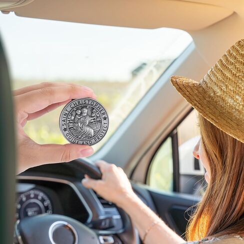 4 قطع من وسام سانت كريستوفر للسيارة مشبك معدني للقديس كريستوفر ملحقات السيارات من أجل السلامة لهدايا الرحلات الطويلة للأصدقاء الكاثوليك والأحباء السائقين الجدد/القدامى in Kuwait