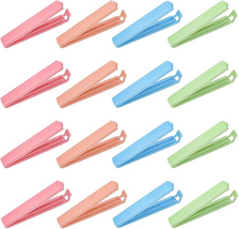 16Pcs Plastic Chip Clips for Food Packages, Curved Design Sealing Bag Clips for Food, Kitchen and Home,(4 Colors, 2.28") in Saudi Arabia