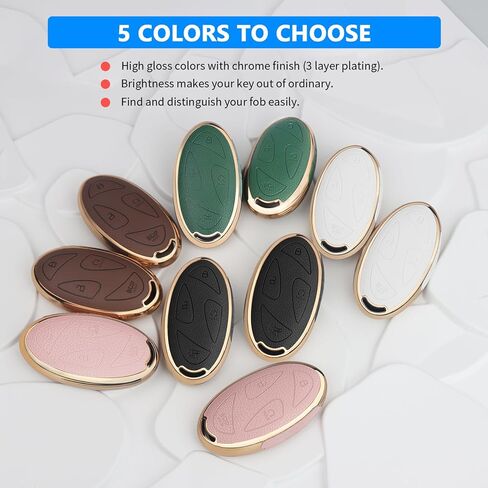 QBUC for Hyundai Key Fob Cover with Key Chain, Upper Leather + Soft TPU Car Key Case for Hyundai Ioniq 6 Grandeur GN7 KONA Elanrtra Santa Fe Tucson (2023-2025) Sonata (Brown, 5 Buttons) in Saudi Arabia