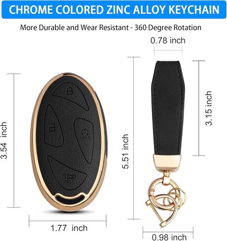 QBUC for Hyundai Key Fob Cover with Key Chain, Upper Leather + Soft TPU Car Key Case for Hyundai Ioniq 6 Grandeur GN7 KONA Elanrtra Santa Fe Tucson (2023-2025) Sonata (Brown, 5 Buttons) in Saudi Arabia