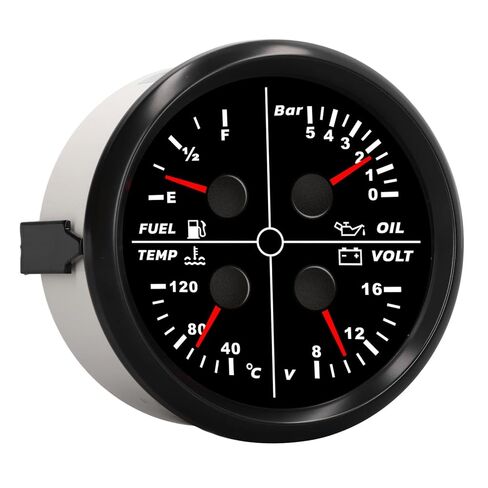 Tbest 4 in 1 Multifunction Gauge 85mm Stainless Steel Anti Fog Pointer Type Fuel Level Oil Pressure Water Temp Voltage Meter for RV Yacht Ship Marine Vehicles in Saudi Arabia