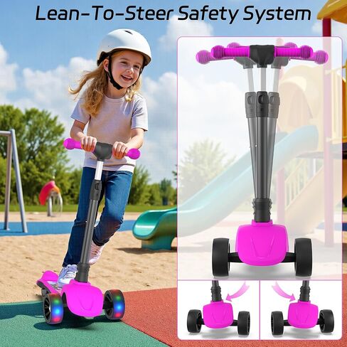 سكوتر كهربائي VOLPAM C001 للأطفال، محرك 80 وات، أقصى سرعة آمنة 5 ميلا في الساعة، 3 ارتفاع قابل للتعديل، عجلة مضاءة 3.5 بوصة، سكوتر قابل للطي للأولاد والبنات، أقصى حمولة 110 رطل in Kuwait