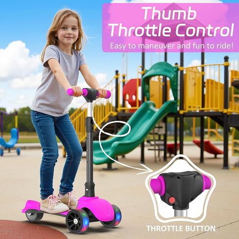 سكوتر كهربائي VOLPAM C001 للأطفال، محرك 80 وات، أقصى سرعة آمنة 5 ميلا في الساعة، 3 ارتفاع قابل للتعديل، عجلة مضاءة 3.5 بوصة، سكوتر قابل للطي للأولاد والبنات، أقصى حمولة 110 رطل in Kuwait