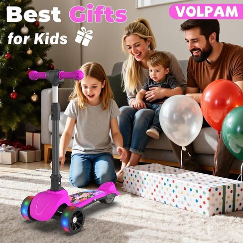 سكوتر كهربائي VOLPAM C001 للأطفال، محرك 80 وات، أقصى سرعة آمنة 5 ميلا في الساعة، 3 ارتفاع قابل للتعديل، عجلة مضاءة 3.5 بوصة، سكوتر قابل للطي للأولاد والبنات، أقصى حمولة 110 رطل in Kuwait