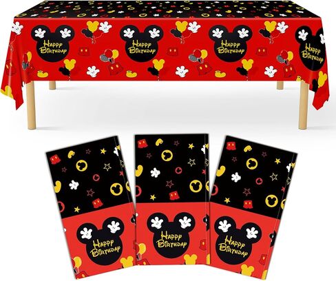 Mouse Tablecloth Birthday Decorations 54 x108 inch Mouse Theme Disposable Plastic Table Cover for Kids Birthday Baby Shower 1st 2nd 3rd Party Decorations in Saudi Arabia