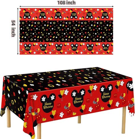 Mouse Tablecloth Birthday Decorations 54 x108 inch Mouse Theme Disposable Plastic Table Cover for Kids Birthday Baby Shower 1st 2nd 3rd Party Decorations in Saudi Arabia