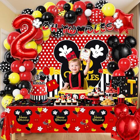 Mouse Tablecloth Birthday Decorations 54 x108 inch Mouse Theme Disposable Plastic Table Cover for Kids Birthday Baby Shower 1st 2nd 3rd Party Decorations in Saudi Arabia