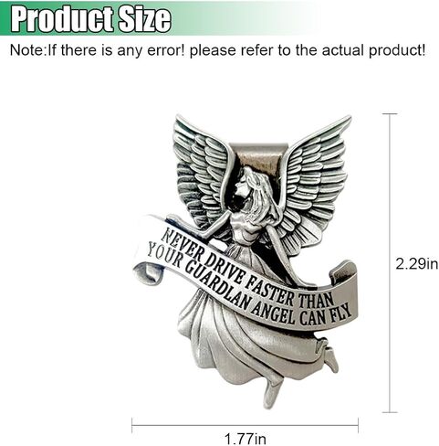 Car Guardian Angel Visor Clip, St. Christopher Metal Medal Bless Driving Safety, Never Drive Faster Than Your Angel Car Visor Clip, Religious Present for New Driver, Family, Friend (1PC) in Saudi Arabia