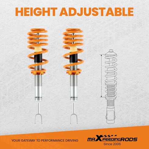 maxpeedingrods Coilovers for Audi A4 Convertible 2000-2009، لـ Audi A4 Avant B6 B7 2000-2008، دعامات طقم تعليق Coilovers قابلة للتعديل، ممتص صدمات تخميد مُسبق، طقم خفض ذهبي in Kuwait