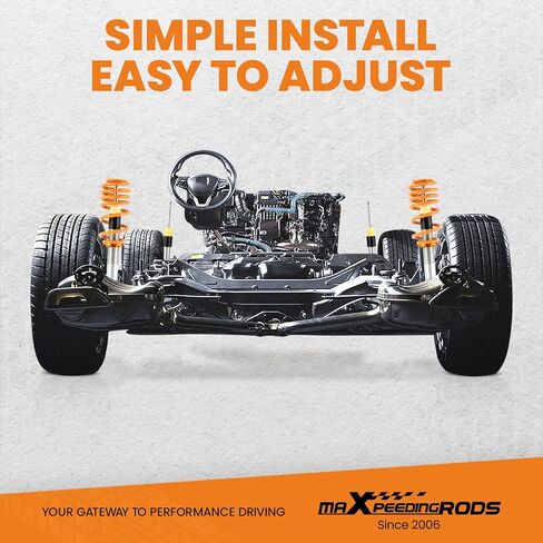 maxpeedingrods Coilovers for Audi A4 Convertible 2000-2009، لـ Audi A4 Avant B6 B7 2000-2008، دعامات طقم تعليق Coilovers قابلة للتعديل، ممتص صدمات تخميد مُسبق، طقم خفض ذهبي in Kuwait