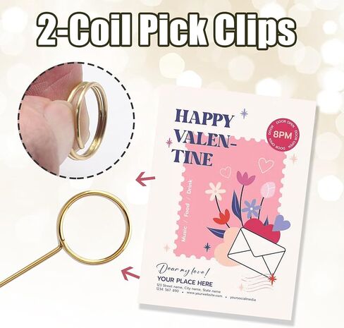 Luomorgo 40 Pcs Gold Floral Place Card Holders - Metal Photo & Table Number Clips, Reusable Wire Floral Picks for Wedding, Party Decor (Heart) in Kuwait