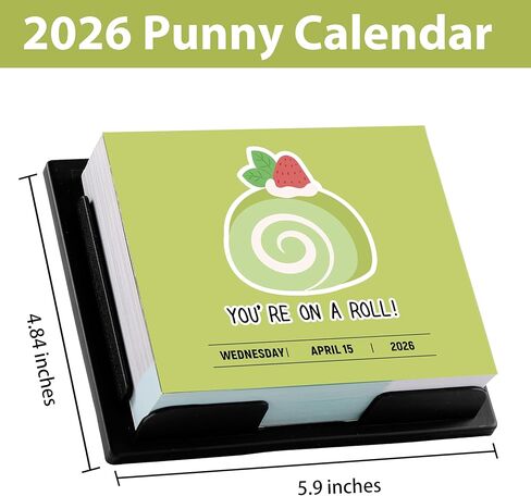 تقويم مكتب Punny لعام 2026 - صفحة تقويم يومية لعام 2026 يوميًا، يناير. - ديسمبر. 2026، 5.9 × 4.84 بوصة، هدية مضحكة مع صفحات قابلة للتمزيق، 365 تورية يومية، رسوم توضيحية ملونة، ورق ممتاز، عطلات in Kuwait