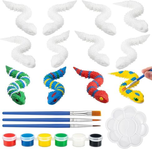 Honoson 12 Pcs 3D Printed Animal Figurines Painting Arts and Craft Kit Paint Your Own Figurines Articulated Fidget DIY Unpainted Statues with Brush Palette Acrylic Paints(Sea Turtles) in Saudi Arabia
