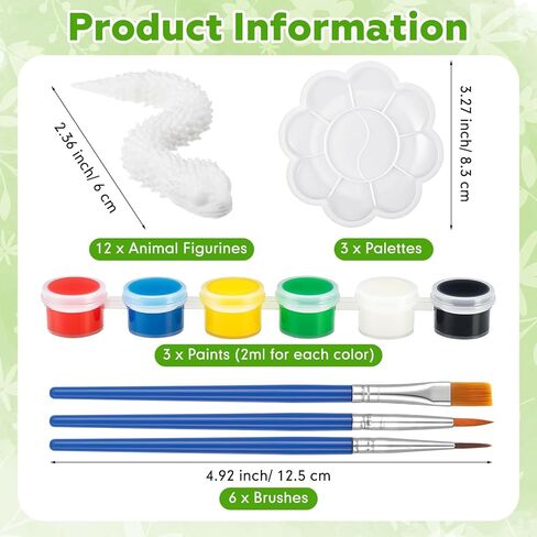 Honoson 12 Pcs 3D Printed Animal Figurines Painting Arts and Craft Kit Paint Your Own Figurines Articulated Fidget DIY Unpainted Statues with Brush Palette Acrylic Paints(Sea Turtles) in Saudi Arabia