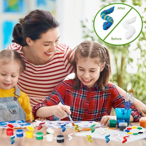 Honoson 12 Pcs 3D Printed Animal Figurines Painting Arts and Craft Kit Paint Your Own Figurines Articulated Fidget DIY Unpainted Statues with Brush Palette Acrylic Paints(Sea Turtles) in Saudi Arabia