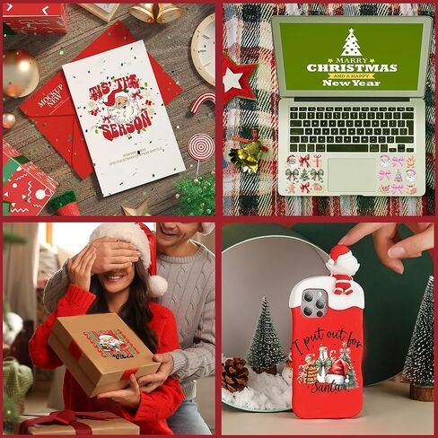 Christmas UV DTF Cup Wrap, 20 Sheets Merry Christmas UV DTF Cup Wraps for 16 oz Glass, Cute Santa Claus Bow UVDTF Decals Transfer Stickers Waterproof Rub On Transfers for Crafting, Xmas Gift in Saudi Arabia