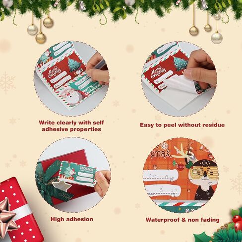 500 PCS Christmas Gift Tags, Self-Adhesive Xmas Present Labels for Wrapping Paper, Gift Bags, Boxes,Cards | Holiday Gift Tags for Women Men | Christmas Decorations & Party Supplies (2.95 x 1.6 Inch) in Saudi Arabia