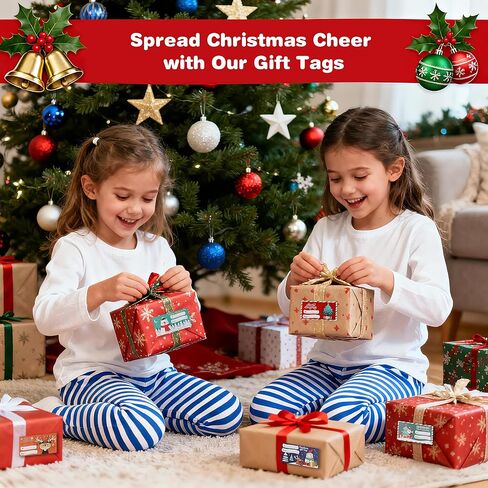 500 PCS Christmas Gift Tags, Self-Adhesive Xmas Present Labels for Wrapping Paper, Gift Bags, Boxes,Cards | Holiday Gift Tags for Women Men | Christmas Decorations & Party Supplies (2.95 x 1.6 Inch) in Saudi Arabia