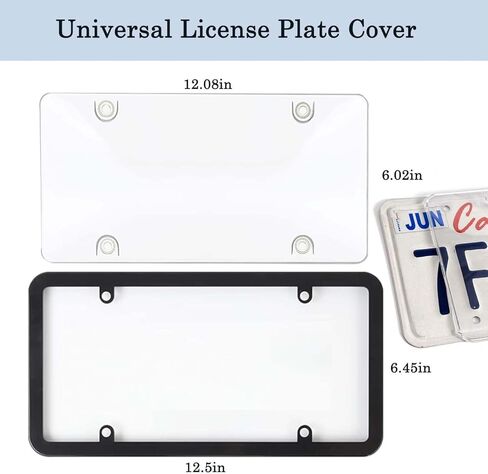1 Pack Clear License Plate Covers and Frames, Car Licence Plate Frame Protector with Screws & Caps, fits Any US Plates in Saudi Arabia