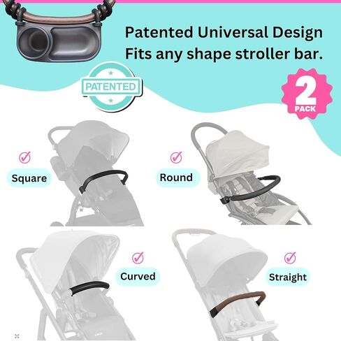 Swanoo Universal Stroller Snack Tray | Stroller Cup Holder | Silicone Flexible Arms Grip Stroller Bar Stays in Place | Tray Attachment with Cups Holder for Mom On The Go | Stroller Accessories in Saudi Arabia