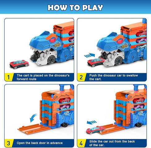 VATOS Toddler Truck Car Toys for 3 4 5 6 Year Old Girls, Foldable Race Track Toy with 6 Race Cars, Portable Transport Carrier Truck with Light & Music, Princess Toys Cars Gift for Kids Girls in Saudi Arabia