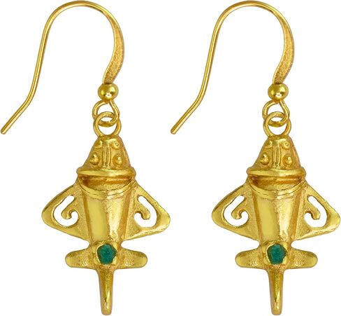 Ancient Golden Jet Collection |Golden Jet-3 Dangle Earrings (XS) | Pre-Columbian Quimbaya Airplane Jet-3|Ancient Aircraft-3 Earrings in Kuwait