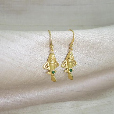 Ancient Golden Jet Collection |Golden Jet-3 Dangle Earrings (XS) | Pre-Columbian Quimbaya Airplane Jet-3|Ancient Aircraft-3 Earrings in Kuwait