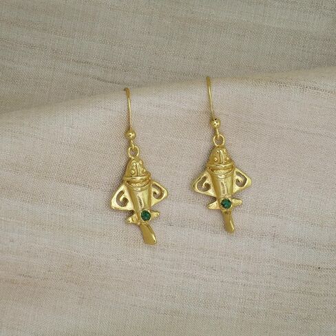 Ancient Golden Jet Collection |Golden Jet-3 Dangle Earrings (XS) | Pre-Columbian Quimbaya Airplane Jet-3|Ancient Aircraft-3 Earrings in Kuwait