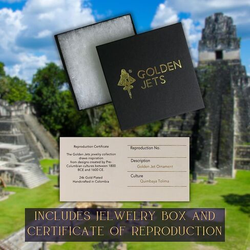 Ancient Golden Jet Collection |Golden Jet-3 Dangle Earrings (XS) | Pre-Columbian Quimbaya Airplane Jet-3|Ancient Aircraft-3 Earrings in Kuwait