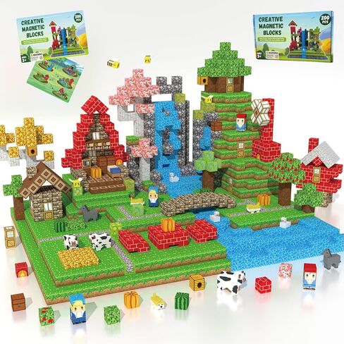200 PCS Magnetic Blocks - Upgraded STEM Building Toys for Kids Featuring 5 Colorful Animal-Shaped Blocks, Magnetic Tiles for Kids 3+ Boys and Girls Christmas Birthday Gifts in Saudi Arabia